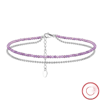 wholesale S925 Sterling Silver Cloud-Pull Jewelry Double-Layer Stackable Anklet with Natural Purple Spinel, Direct from Manufacturer-White gold + natural purple spinel &gt; 925 silver
