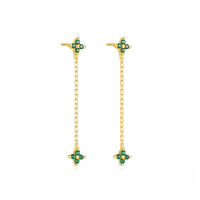 wholesale S925 Sterling Silver Geometric Butterfly Four-leaf Clover Tassel Dangle Earrings, Versatile Stacking, European And American Best-seller, Zircon-accented Luxury-Gold#2 925 Silver