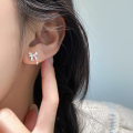 wholesale S925 Sterling Silver Fresh Sweet Ins Style Small and Unique Design Bow Four-Point Star Ear Stud M06428-0-1