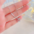 wholesale S925 Sterling Silver Maker's Cottage Pendant Necklace Set, High-End Fashion Minimalist Elegant Luxury Platinum Cottage Necklace for Women-0-1