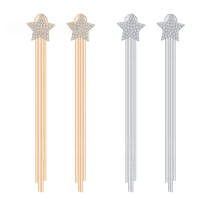 wholesale S925 Sterling Silver Cross-Border Moissanite Tassel Earrings, Advanced One Pair Two Ways to Wear Pentagram Ear Threads, Versatile and Minimalist Ear Accessories-0.4 carat (champagne gold) earrings 925 silver