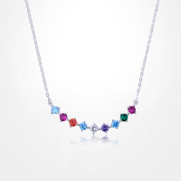 wholesale S925 zirconium silver smiling necklace for women,ins-Platinum-002347 925 silver