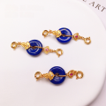 wholesale S925 gold-plated silver natural lapis lazuli four-leaf clover running charm bracelet necklace braided cord DIY handmade spacer beads semi-finished-0-1