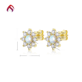 wholesale S925 Silver Japanese Sunflower Small Sun Synthetic Opal OPAL Earrings Women's White Opal Jewelry Ear Studs-0-4