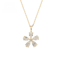 wholesale 10K Gold Japanese Small Fresh Sweet Style Tanzanite/Moonstone Flower Pendant Jewelry Wholesale-Moonstone Pendant [without chain] 10K