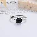 wholesale S925 Sterling Silver Retro Internet-Famous Personality Square Black Zircon Design Ring Creative Minimalist Style Index Finger Ring-0-1