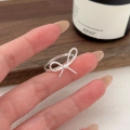 wholesale S925 Sterling Silver Minimalist Bow Open Ring for Women, Summer New Simple and Elegant Plain Circle Ring-0-3