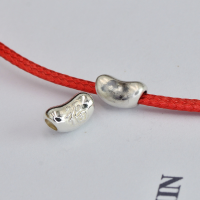wholesale Metal Material 925 Silver Auspicious Character Small Ingot Bead Simple Chinese Style Braided Red Cord Bracelet Necklace Handmade Accessories-One antique model (5000076)