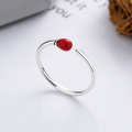 wholesale S925 Sterling Silver Antique Craft Plain Ring Accented with Southern Red, Simple and Elegant, Versatile Open-End Ring-0-0