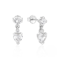wholesale S925 Sterling Silver Heart Zircon Stud Earrings With Zircon Accents, Korean Style, Ins, Niche, Luxe Design, Versatile Women's Jewelry-Platinum 925 silver