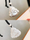 wholesale 999 Solid Silver Maitreya Buddha Guanyin Pendant, Solid Pure Silver, National Trend Buddhist Plaque, Auspicious Word Peace Plate, Handwoven Cord Necklace-0-24