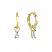 wholesale S925 Sterling Silver Classic Hoop Earrings With Colored Zircons, A Bestselling-Gold-White Diamond 925 Silver
