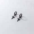 wholesale S925 silver black star-shaped earrings for women, Korean-style minimalist summer short ear cuffs G9760-0-1