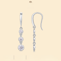 wholesale S925 Sterling Silver Cross-border Moissanite New Long Earrings Temu Amazon Best-Selling Dangle Earrings Factory Wholesale-Moissanite