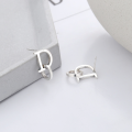 wholesale S925 Sterling Silver Korean Minimalist Ins Letter D with Small Circle Accents Versatile Earrings-0-2
