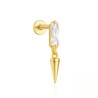 wholesale S925 Sterling Silver Flat Threaded Piercing Chain Earrings With Opal And Crystal Accents-Single gold #11