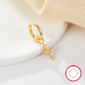 wholesale S925 Sterling Silver Ear Clip, French Minimalist Versatile Ear Cuff for Women, Star Open Hoop with Zirconia Inlay, Popular in Europe and America-0-1