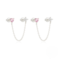 wholesale S925 Sterling Silver Evil Eye Earrings With Moon, Heart, Tassel, And Crystal Inlay-Platinum #1 925 Silver