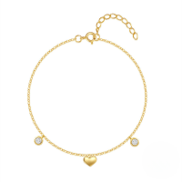 wholesale S925 Sterling Silver With Zirconia Love Bracelet, Korean Style, Minimalist,, Zircon-accented, For Women's Stacking-Gold 925 silver