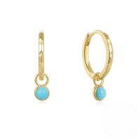 wholesale 925 Sterling Silver Classic Best-selling Versatile Turquoise Hoop Earrings Hinge Climbers Earringsins-Gold 925 silver