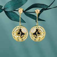 wholesale 925 Sterling Silver Fashion Earrings, Ancient Style Exquisite Tassel Drop Earrings for Women, Light Luxury High-End Deer Accessories Wholesale-Nine-color deer necklace gold&gt;925 silver