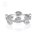 wholesale New Design Leaf Full Diamond Ring, Fashionable and Versatile Small Stacking Ring, in Metal Material-0-0