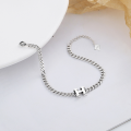 wholesale S925 Sterling Silver Trendy Thick Chain H Letter 3D Pendant Minimalist Design Versatile Bracelet-0-1