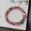wholesale Sterling silver original natural waxi material icy rose red 8*9mm old bead single-strand bracelet nanhong icy bracelet-0-1