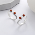 wholesale S925 Sterling Silver Vintage Antique Sun Wukong Headband Style Open Ring with Inlaid Southern Red Agate for Women-0-0