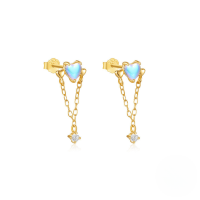 wholesale S925 Sterling Silver Marquise Zircon Fringe Heart Stud Earrings,。-Gold#2 925 Silver