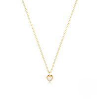 wholesale S925 Sterling Silver Classic Opal Inlaid Heart Collarbone Necklace, A Versatile And Trendy Daily Match-Gold 925 silver