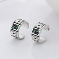 wholesale S925 Sterling Silver Irregular Zircon Inlaid Spade A Ear Climber Creative Unisex Earring-0-1