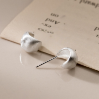 wholesale S925 silver Korean-style elegant and fashionable brushed matte earrings, simple and small arc-shaped versatile Hong Kong-style ear accessories E9059-S925 silver pair