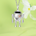 wholesale S925 Sterling Silver Original Silver Luck Hui Robot Necklace, Trendy Minimalist Versatile High-End Feel Heart Pendant Necklace Wholesale-0-0