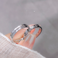 wholesale S925 Sterling Silver CNC Couple Rings, Men and Women Pair, Light Luxury Premium Platinum-like Wedding Bands for Festival Anniversary Gift-0-1