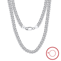 wholesale S925 Sterling Silver Jewelry, Hot Selling Cuban Chain Necklace, Trendy and Stylish Unisex Design, Wholesale-Silver 3.6mm embossed side chain, 40cm long, weighs approximately 9.6g>925 silver