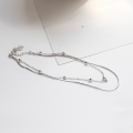 wholesale S925 Sterling Silver YH624 Korean Style Fashionable and Unique Double-Layer Beaded Snake Chain Anklet for Women-0-1
