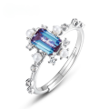 wholesale S925 Silver Fashionable and Unique Alexandrite Ring with Lab-Grown Color-Changing Gemstone, European and American Style-0-0