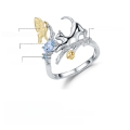 wholesale Designer-style natural gemstone Chinese-style adjustable nature-inspired animal design 925 silver topaz ring-0-0