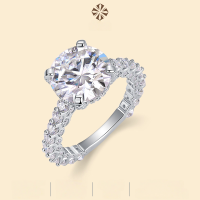 wholesale S925 silver European and American fashion new trendy small and niche rings, luxurious and high-end stackable 5-carat moissanite rings-Moissanite (5ct+92 grains)  US No. 8