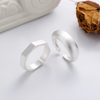 wholesale S925 Sterling Silver Minimalist Hand-Brushed Matte Finish Plain Ring French Style Sparkle Light Luxury Versatile Index Finger Ring-1023FJ/B model: approximately 4.4g > opening adjustable