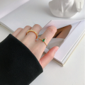 wholesale S925 Silver Korean Version Ring, INS Minimalist Luxury Versatile Green Zircon Plated Gold Women's Ring-0-3
