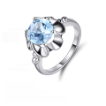 wholesale S925 sterling silver fashion natural topaz ring for women, camellia fresh and sweet natural gemstone ring-0-0