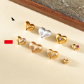 wholesale Gold-plated 925 Ancient Method Silver Wire Drawing Pit Peach Heart Spacer Bead Zircon Heart Through-Hole DIY Bracelet Necklace Accessory Parts-0-0