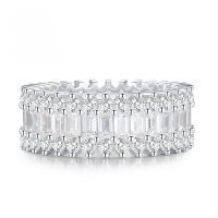 wholesale 925 Silver Jewelry New European and American Luxury Set Large Row Diamond Ring High Carbon Diamond Ring for Women Cross-border Wish-R618 White Diamond>No. 8