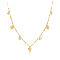 wholesale S925 Sterling Silver European and American Cross-Border Niche Tassel Hazelnut Necklace for Women, Exquisite and Versatile, Live Streaming Exclusive-10K gold + swimming paint  925 silver