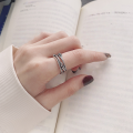 wholesale S925 Sterling Silver Multi-Layer Line Braided Twisted Ring Trendy Internet Celebrity Unisex Style Index Finger Ring-0-3