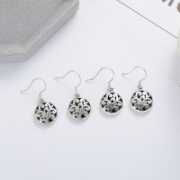 wholesale S925 Sterling Silver Vintage Retro Craft Creative Round Hollow-Out Pattern Irregular Earrings, Internet Celebrity Style-511QR polished / approx. 4.1g  925 silver