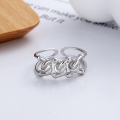 wholesale S925 Sterling Silver Korean-style Light Luxury Double-layer Braided Open Ring, Minimalist Design and Versatile Band-0-2