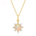 wholesale 10K Gold Plated Sterling Silver New Synthetic Opal Small Sun Geometric Pendant for Women Wholesale-0-0